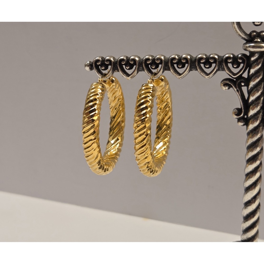 Chunky 14k Yellow Gold Twisted 36mm Hoop Earrings JCM